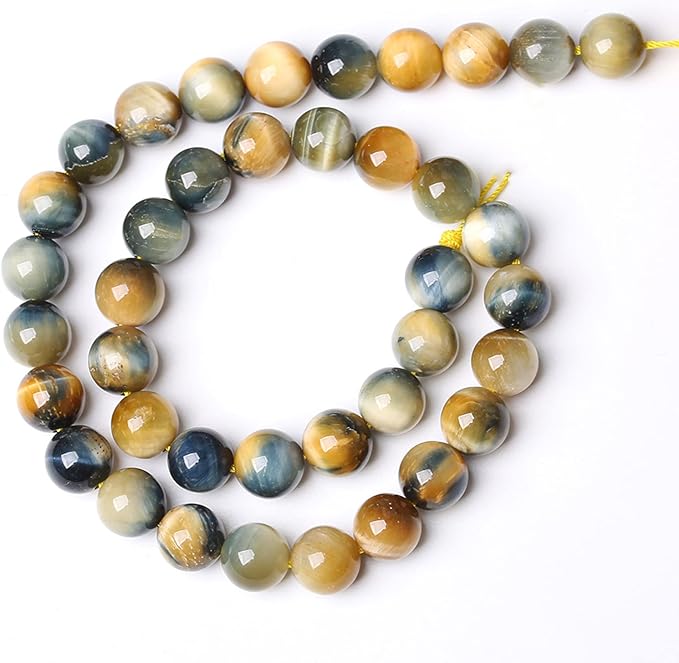 10mm 38Pcs AAAAA Tiger Eye Beads for Jewelry Making - Natural Stone Semi Precious Round Smooth Gemstones Loose Spacer Beads