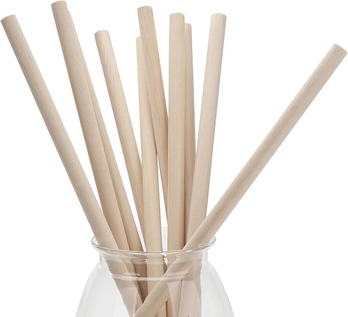 Wooden Dowel Rods Wood Dowels, 10PCS 1/2 x 12 Round Wooden Sticks for Crafts, Macrame Dowels, Unfinished Hardwood Sticks for Crafting, Arts and DIYers, Tiered Cake Support and Wedding Ribbon Wands