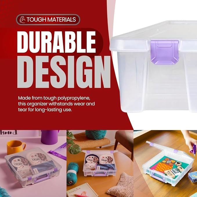ArtBin 6955JS Super Satchel Compartment Box Clear Craft Organizer Storage Case - Purple, Pack of 1