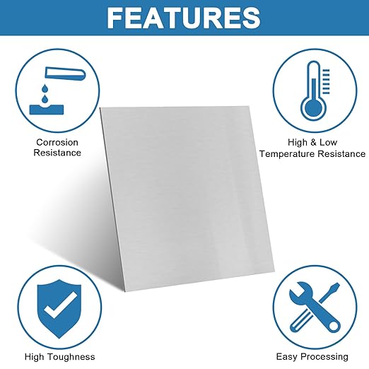 304 Stainless Steel Sheets Metal 12" x 12" x 1/16" (1.60MM) Inch 304 Stainless Steel Plates 16 Gauge Stainless Steel Shim Stock Plates Metal Sheets for Crafting, Stovetop, Snow Frosted Surface