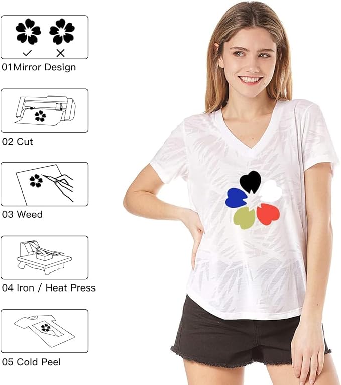 HTVRONT HTV Vinyl Rolls Heat Transfer Vinyl - 12" x 8ft Cream HTV for Shirts, Iron on Vinyl for All Cutting Machines - Easy to Cut & Weed for Heat Vinyl Design (Cream)