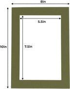 8x10 Mat for 6x8 Photo - Precut Dill Green Picture Matboard for Frames Measuring 8 x 10 Inches - Bevel Cut to Display Art Measuring 6 x 8 Inches - Acid Free ONE MAT with Backing Board & Clear Bag