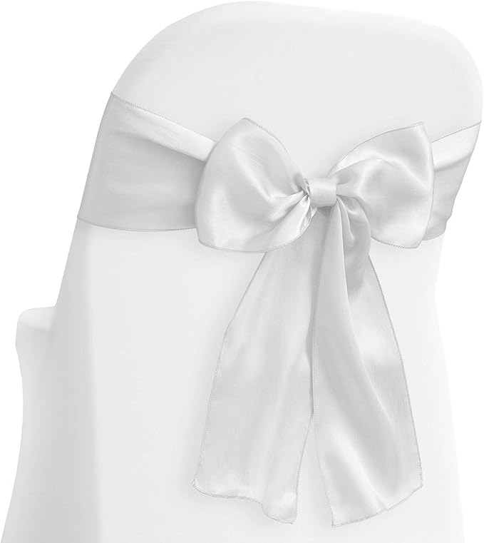 Humphrey's Craft 4 Inch White Double Faced Satin Ribbon - 5 Yards White Ribbon for Crafts Gift Wrapping Cutting Ceremony Decoration Sewing Chair Sash Wedding and Dining Tables.
