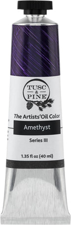 Tusc & Pine Artist Oil Paint - Amethyst, 40 ml, Non-Yellowing, Rich & Creamy Consistency, Maximum Pigment Load, Small Batch Milled Oil Paints Made in the USA for Professional Artists