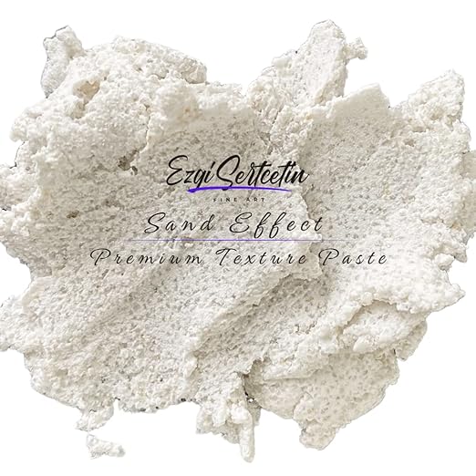 Premium Sand Effect Texture Paste | 6oz by Volume | Unique Metallic Colors | Excellent Sand Texture Effect | by Ezgi Sertcetin (Metallic White)