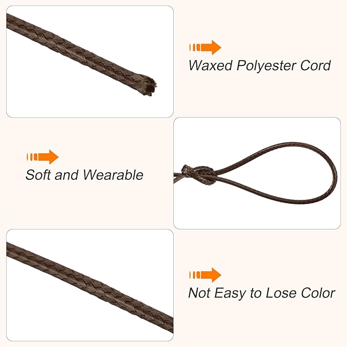 MECCANIXITY Waxed Cord 2mm Waxed Polyester Cord 11 Yard Wax String for Bracelet Making,Necklaces, Beading,Jewelry Making and DIY Crafts(Dark Coffee)