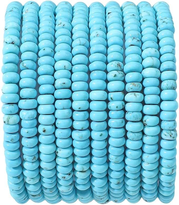 Natural Blue Turquoise Disk Stone Beads 4x2mm 160pcs Rondelle Loose Semi Gemstone Beads for Jewelry Making Design