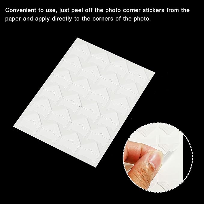 PATIKIL Photo Corners, 10 Sheets/240 Pcs Self Adhesive DIY Picture Mounting Sticker for Journal Album Diary Scrapbook, White