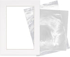 5.5x8.5 Mat for 8.5x11 Frame - Precut Mat Board Acid-Free Show Kit with Backing Board, and Clear Bags White 5.5x8.5 Photo Matte Made to Fit a 8.5x11 Picture Frame Matboard for Framing, Pack of 1 Mat