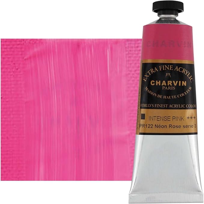 Charvin Extra Fine Professional Artist Acrylic Paint Colors, Nature Themed Hues, 150ml Intense Pink