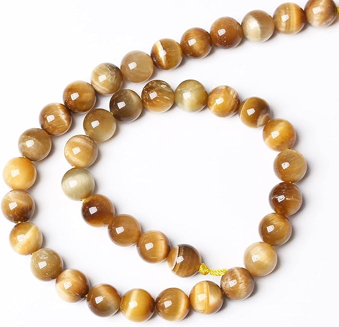 12mm 32pcs Natural Gemstone Gold Tiger Eye Beads Round Spacer Loose Beads for Jewelry Making DIY Bracelet Necklace 15" Inch