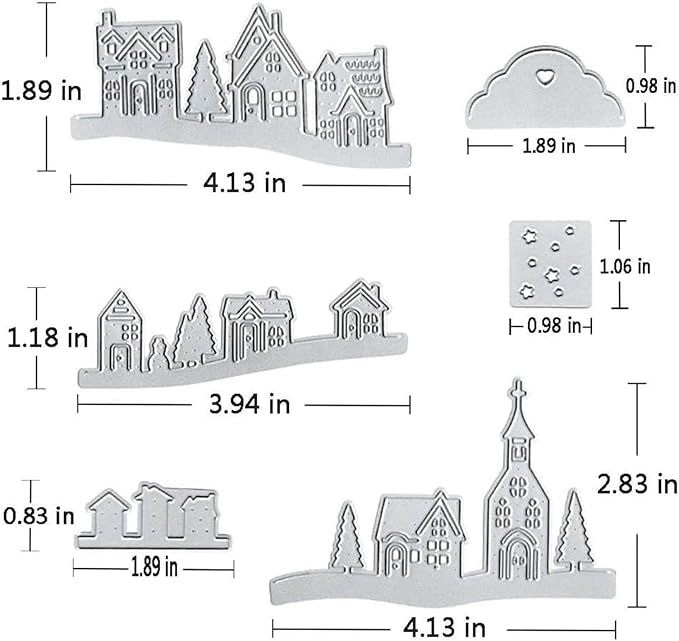 YKW Village House Castle Metal Cutting Dies Stencil Template Molds, Embossing Tool Die Cuts for Card Making Album Paper Scrapbooking DIY Etched Dies Craft, Special Price Die Cutting Metallic Silve