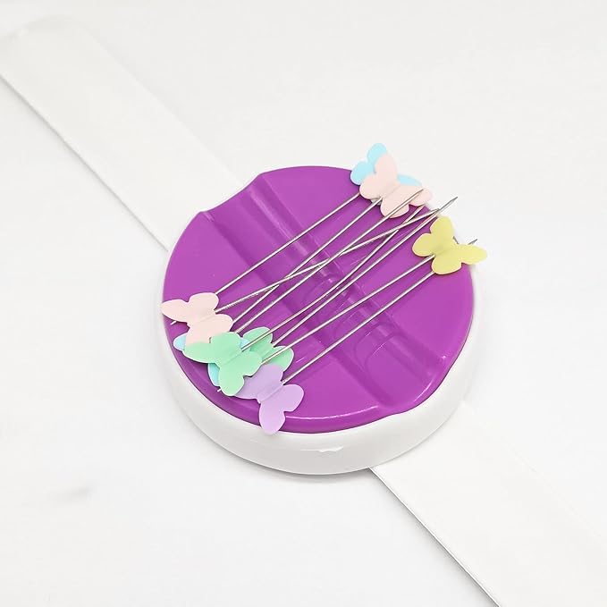 Bequilter Magnetic Wrist Pin Holder for Sewing, Magnetic Slap Band Pin Cushion Come with 100Pcs Flat Head Straight Pins