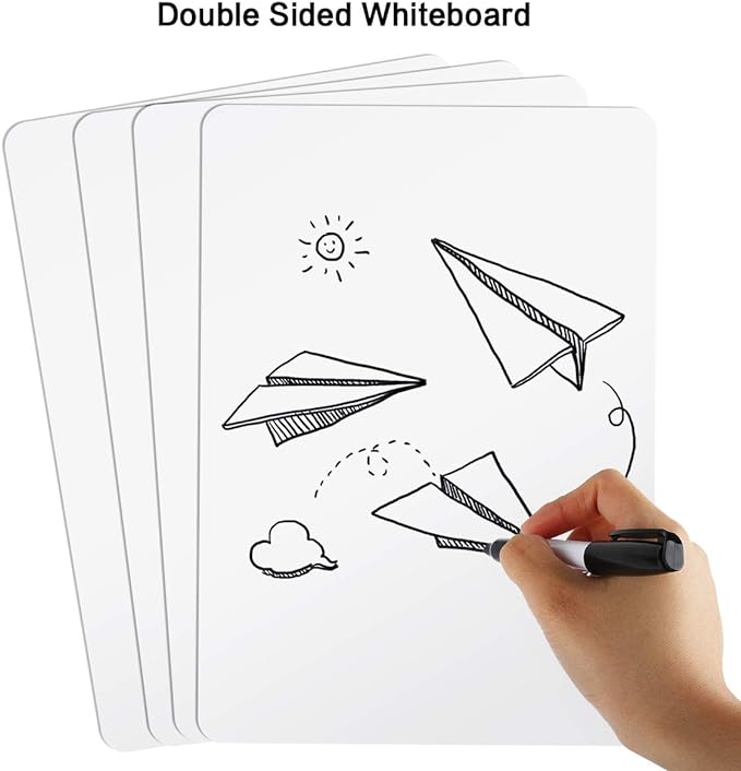 Dry Erase Lapboards, HERKKA 8 Pack Double Sided Dry Erase Lap Boards 9 x 12.5 Inch, 8 Markers, 8 Erasers, Small Dry Erase Boards for Classroom Supplies