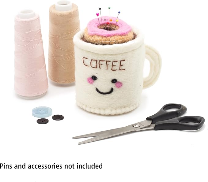 GLACIART ONE Sewing Pin Cushion Coffee Mug | Large Size |Durable & Handmade Craft Supplies | Also for Quilting Needles, Sewing Machine Needles, Safety and T Pins