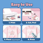 TranSmile PU-Heat Transfer Paper for T Shirts (50 Sheets, 8.5x11'', Light), Iron on Transfers for Light Fabric, Printable Heat Transfer Vinyl for Inkjet Printer