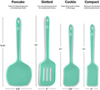 New DI ORO Silicone Turner Spatula Set - Kitchen Spatulas for Nonstick Cookware - Cooking Utensils for Flipping Eggs & Pancakes - 600°F Heat-Resistant BPA Free Turners - Dishwasher Safe (4pc, Mint)