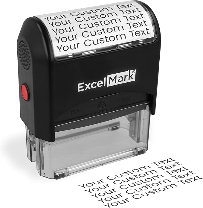 ExcelMark Custom Stamp – Clear & Crisp Impressions – Personalized Self-Inking Rubber Stamp – Use for Address Stamp and More (Extra Large)