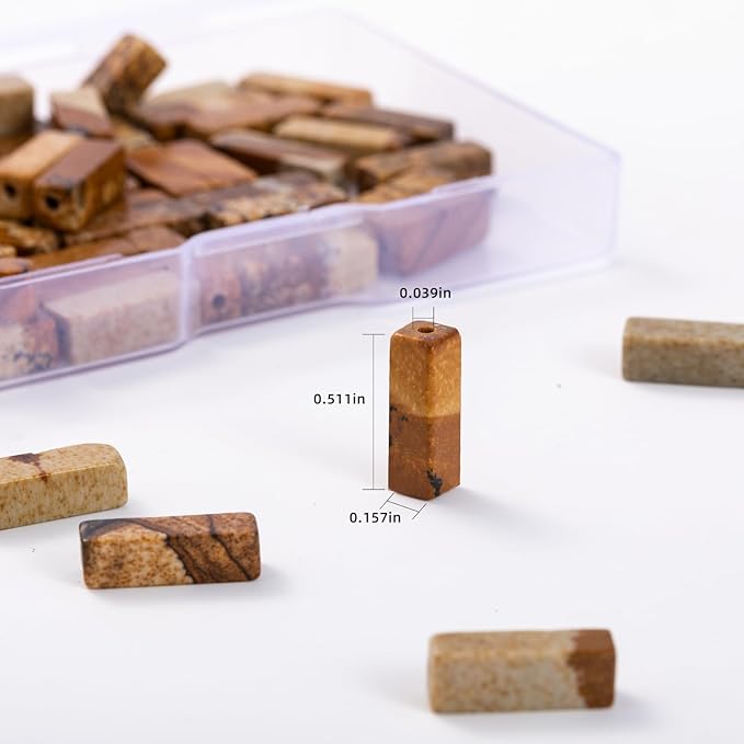 Natural Blown Picture Stone Rectangle Tube Beads 4x13mm 38cm/str Loose Semi Gemstone Stone Beads for Making Bracelets Necklace Earrings