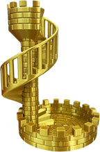 Castle Dice Tower with Tray, Dice Rolling Tower and Tray for Dungeons and Dragons for Board Game, Sci-Fi, War, Crime Theme Tabletop Games(Gold)