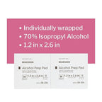 McKesson Alcohol Prep Pads [Pack of 200] 70% Isopropyl, Individually Wrapped Wipes, Sterile, Medical-Grade, First Aid, Medium