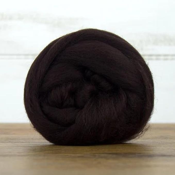 Revolution Fibers Dyed Corriedale Wool | 8 Ounces of Premium Combed Wool Top | 26 Micron, 100% Pure Corriedale Wool Roving, Ethically Sourced (Mocha Brown)