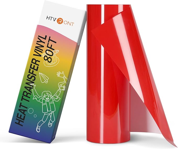HTVRONT Heat Tranfer Vinyl Roll - 12” x 80ft Red HTV Vinyl for T Shirts, Iron on Vinyl Compatible with Cricut Cutting Machine - Easy to Use for Personalized Gifts (Red)