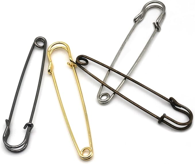 vrupin 16pcs Extra-Large 4inch Safety Pins for Crafting, Heavy Duty Blanket Pins Bulk Steel Fasteners for Blankets Crafts DIY Craftsmanship Skirts Kilts Brooch Making