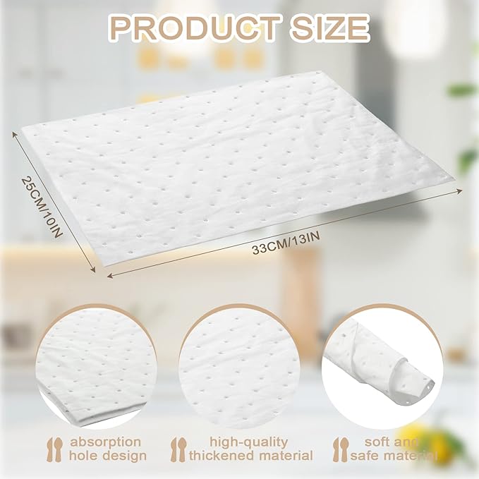 Hoolerry Oil Absorbent Pads Weight Dimpled Pad Garage Accessories Water Absorbent Mat Oil Spill Mat for Absorbing Protecting Home Garage Basement (100 Pcs,White,9.8 x 13 Inch)