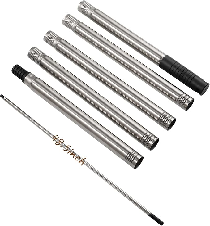 Paint Roller Extension Poles, 5 Piece Painting Extension Pole Extends to 48.5" Stainless Steel Telescopic Rod for Paint Roller Brushes to Easily Brush The Ceiling