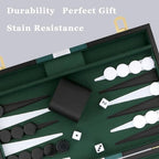 Backgammon Set - Classic Board Game with Premium Leather Case - Portable Travel Strategy Backgammon Game Set for Adults, Kids - Suitable as (15inch, Black)