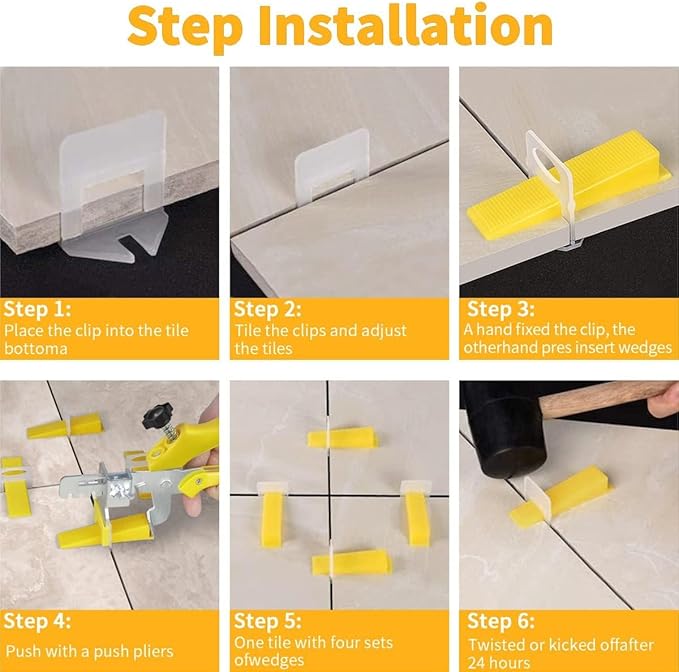DGSL Tile Leveling System with Tile Plier - 3400-Piece Tile Spacers Clips and 200-Piece Reusable Wedges - Tile Tools Set for Stone Installation