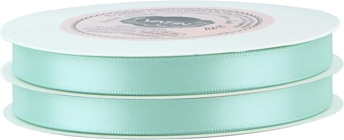 VATIN Double Face Aqua Satin Ribbon 3/8" Continuous 50 Yards,Blue Polyester Fabric Ribbon use for Bows Bouquet, Gift Wrapping, Floral Arrangement Wedding Decoration