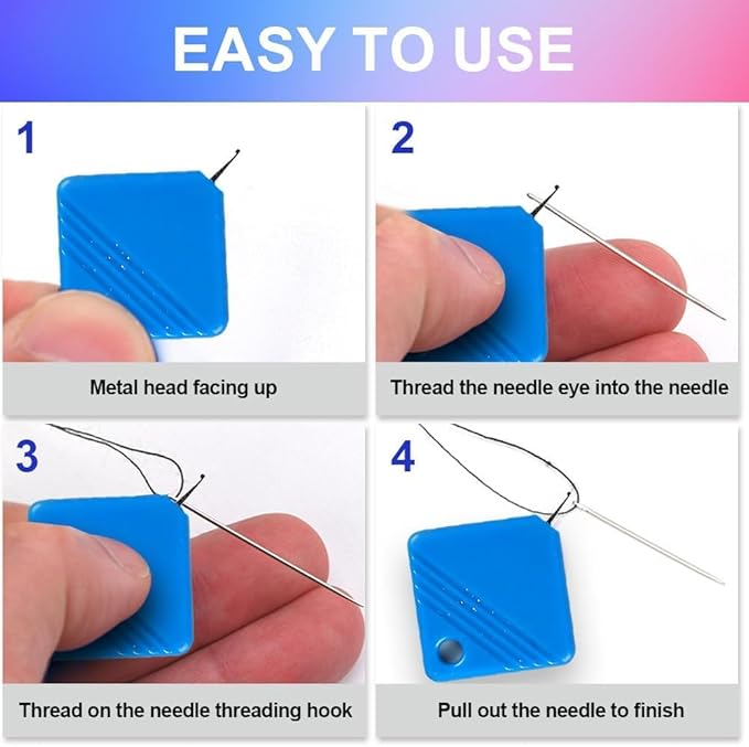 Automatic Needle Threaders for Hand Sewing, 2025 Upgrade Embroidery Floss, Sewing Machine Needle Threader, Sewing Supplies Tool, Fits All Needle Sizes (1, Red)
