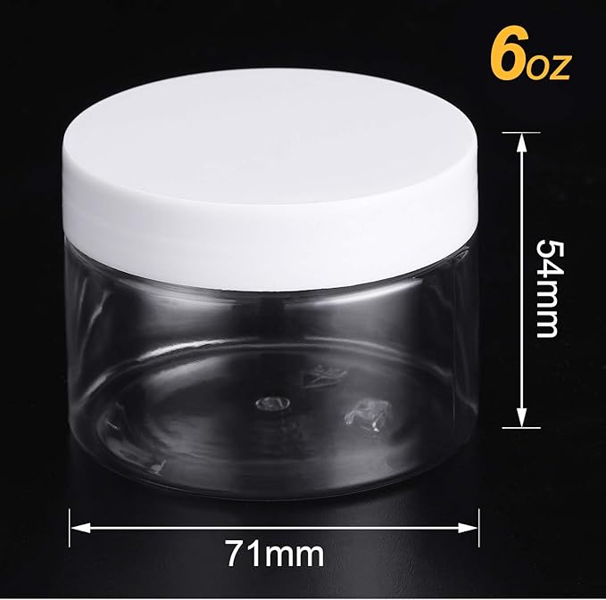 SATINIOR 12 Pack 6 oz Plastic Container Jars with Lids Round Clear Travel Cosmetic Container Jars for Toiletries, Lotion, Cream, Ointments, Makeup, Rhinestone, Samples, Kitchen Storage(White)