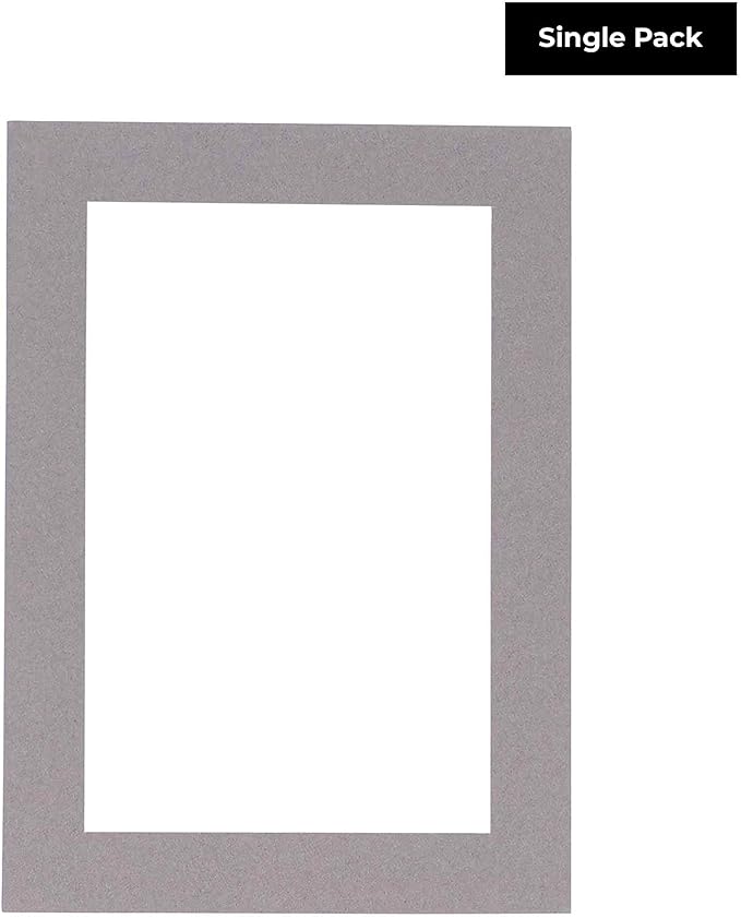 8x10 Mat Bevel Cut for 5x8 Photos - Acid Free Charcoal Grey Precut Matboard with Backing Board and Crystal Clear, Self Seal Photo Mat Bag - for Pictures, Photos, Framing - 4-ply Thickness