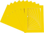 5x7 Mat for 8.5x11 Frame - Precut Mat Board Acid-Free Show Kit with Backing Board, and Clear Bags Yellow 5x7 Photo Matte Made to Fit a 8.5x11 Picture Frame Matboard for Framing, Pack of 10 Mats