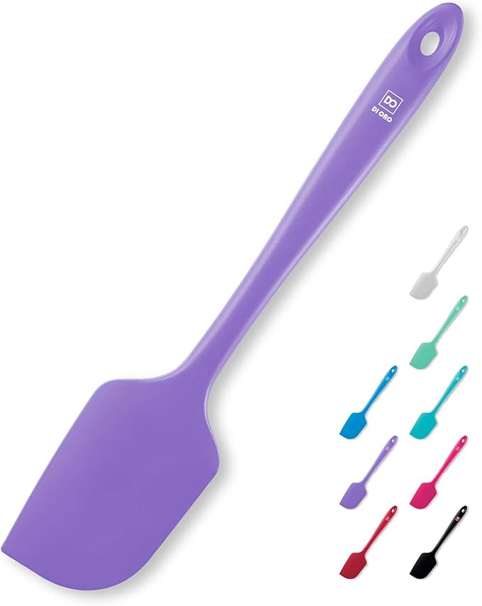 DI ORO Silicone Spatula - 600°F Heat-Resistant Rubber Kitchen Spatula for Baking, Scraping, & Mixing - BPA Free Nonstick Cookware Safe Flexible Utensil for Cooking - Dishwasher Safe (Lavender)