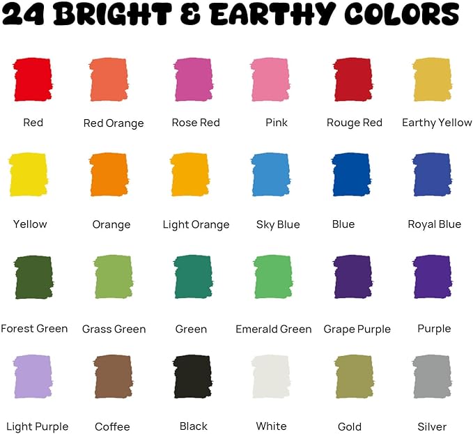 24 Dual Tip Acrylic Paint Markers, Fine Tip and Dot Tip Acrylic Paint Pens For Rock Painting, Canvas, Wood, Glass, Ceramic, Fabric, Plastic, Egg, Art Painting Supplies Kit