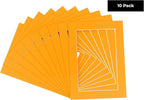 11x14 Mat for 8.5x11 Photo - Precut Orange Picture Matboard for Frames 11 x 14 Inches - Bevel Cut Matte to Display Art 8.5 x 11 Inches - Acid Free Pack of 10 MATS with Backing Boards & Clear Bags