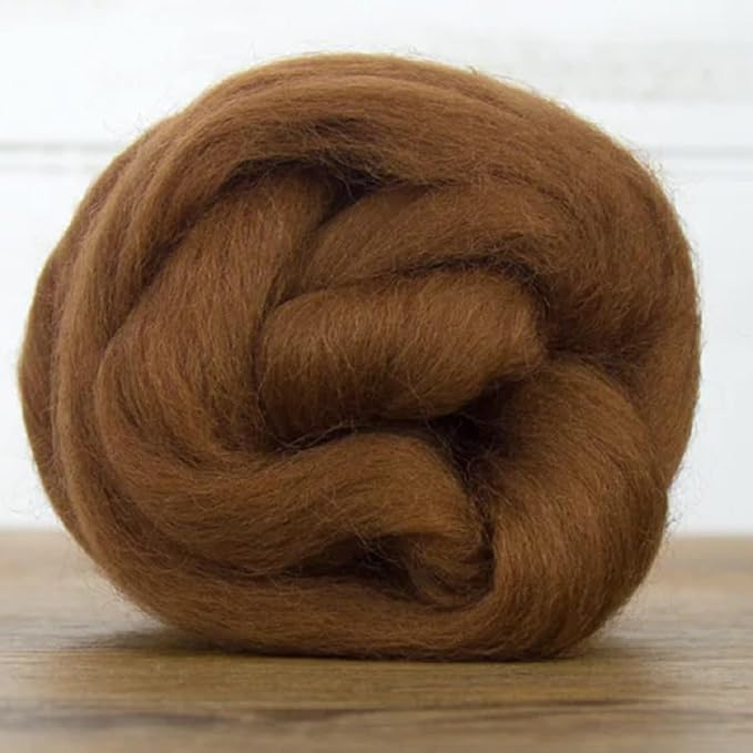 Revolution Fibers Dyed Corriedale Wool | 8 Ounces of Premium Combed Wool Top | 26 Micron, 100% Pure Corriedale Wool Roving, Ethically Sourced (Chocolate Brown)