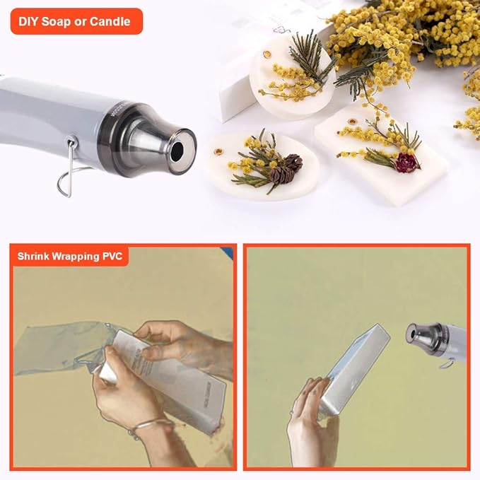 Homidic Heat Gun Upgraded to 662℉, Dual-Temperature Professional Heat Tool, Mini Handheld Hot Air Gun for Embossing Shrink Wrapping Paint Crafts Electronics DIY