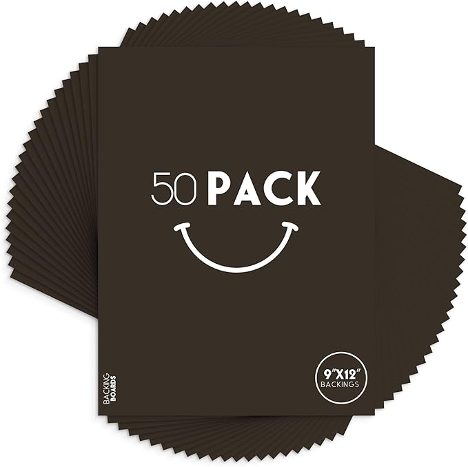 Golden State Art, 9x12 Uncut Photo Mat Matboard - Black Uncut Mats for DIY Projects, Presentation Boards, Art Crafts, Prints (50 Pack)