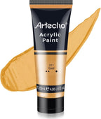 Artecho Gold Acrylic Paint, Gold Paint (120ml / 4.05oz) Tubes, Art Craft Paints for Canvas, Rock, Stone, Wood, Fabric, Art Supplies