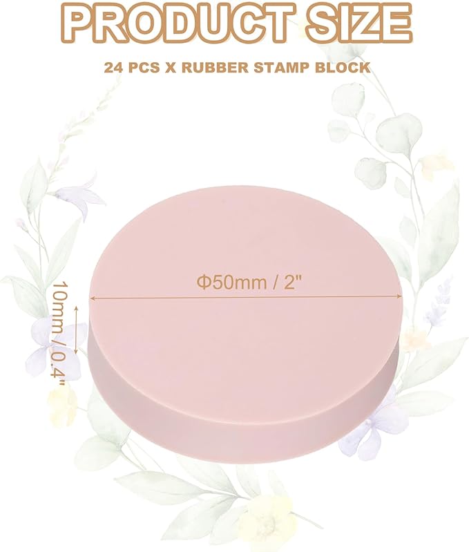 PATIKIL 24Pcs 2" Rubber Carving Blocks, Soft Linoleum Art Carving Block Round Crafts Stamp Making for Printmaking Stamps Carving Supplies, Pink