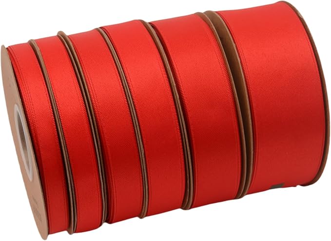 Double Side Satin Ribbon, Continuous 20 Yards,Use for Craft Bows Bouquet, Gift Wrapping, Wedding Decoration, Floral Arrangement (Red, 1-1/2 inch)
