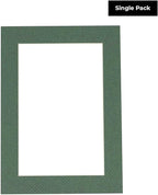 8.5x11 Mat Bevel Cut for 7x9 Photos - Acid Free Hunter Green Precut Matboard with Backing Board and Crystal Clear, Self Seal Photo Mat Bag - for Pictures, Photos, Framing - 4-ply Thickness