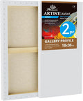 PHOENIX 18x36 Inch 2 Pack Gallery Canvas - 1.5 in Thick Extra Large Long Canvases for Painting - Deep Edge 100% Cotton 11 Oz. Gesso Primed White Blank Professional Canvas Oil & Acrylic Paints
