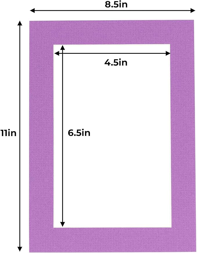 5x7 Mat for 8.5x11 Frame - Precut Mat Board Acid-Free Show Kit with Backing Board, and Clear Bags Dark Purple 5x7 Photo Matte Made to Fit a 8.5x11 Picture Frame Matboard for Framing, Pack of 1 Mat