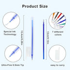 7-Color Heat Erasable Fabric Markers with 42 Refills, Extra-Fine 0.5mm Tip for Sewing, Quilting, Embroidery, Crafts & DIY Projects
